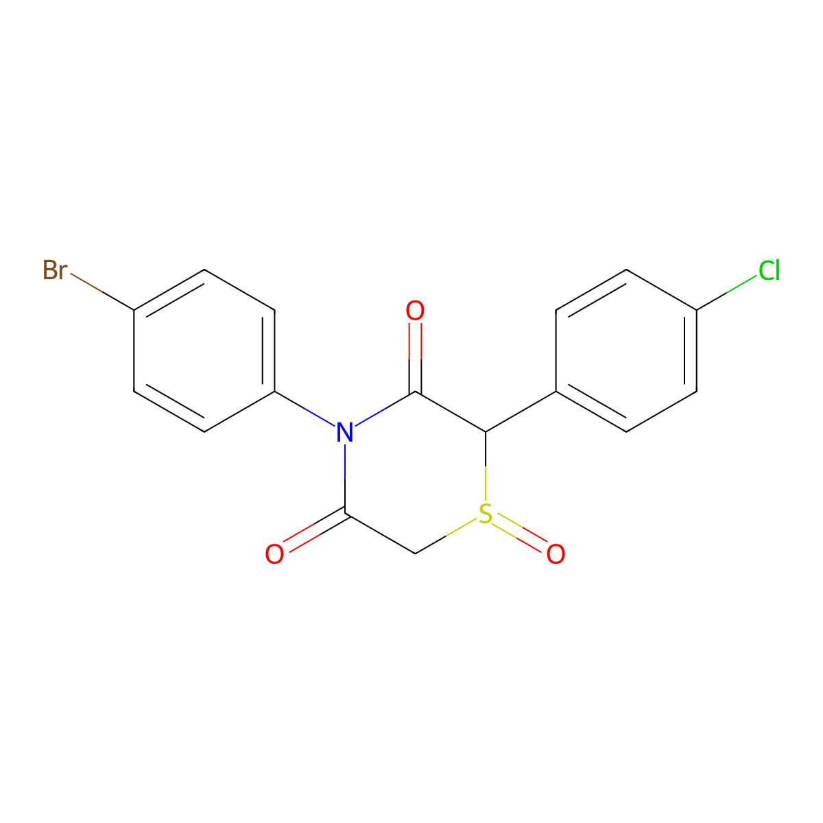 4-(4-Bromophenyl)-2-(4-chlorophenyl)-1-oxo-1,4-thiazinane-3,5-dione molecular structure, CAS 252027-13-7