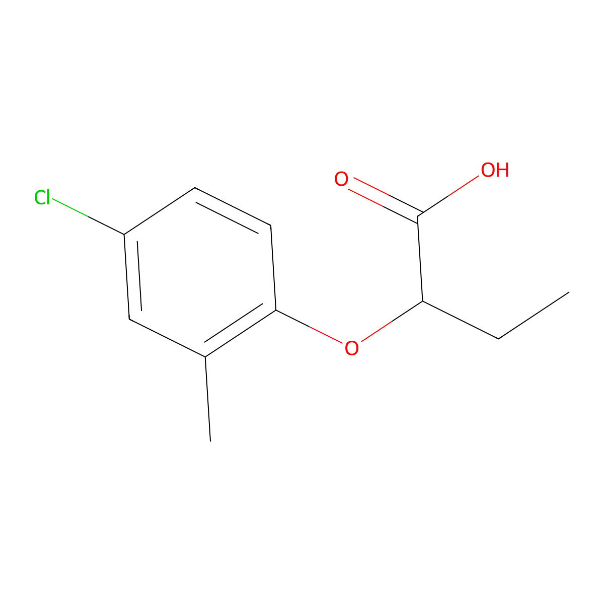 2-(4-Chloro-2-methylphenoxy)butanoic acid molecular structure, CAS 25204-89-1