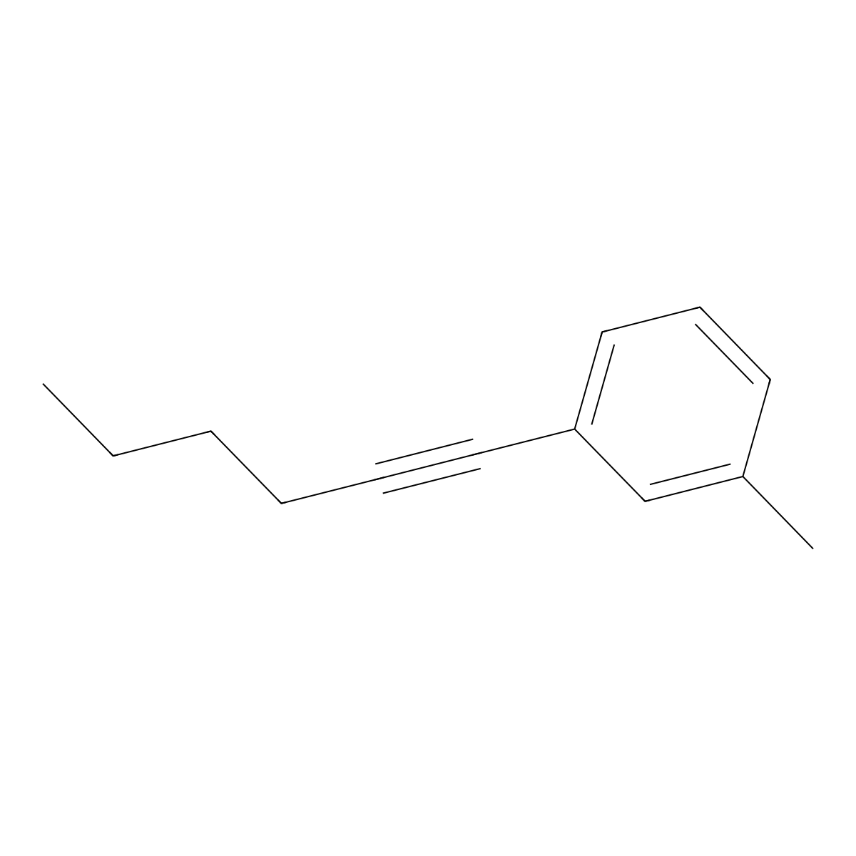 1-(Hex-1-yn-1-yl)-3-methylbenzene molecular structure, CAS 252045-81-1
