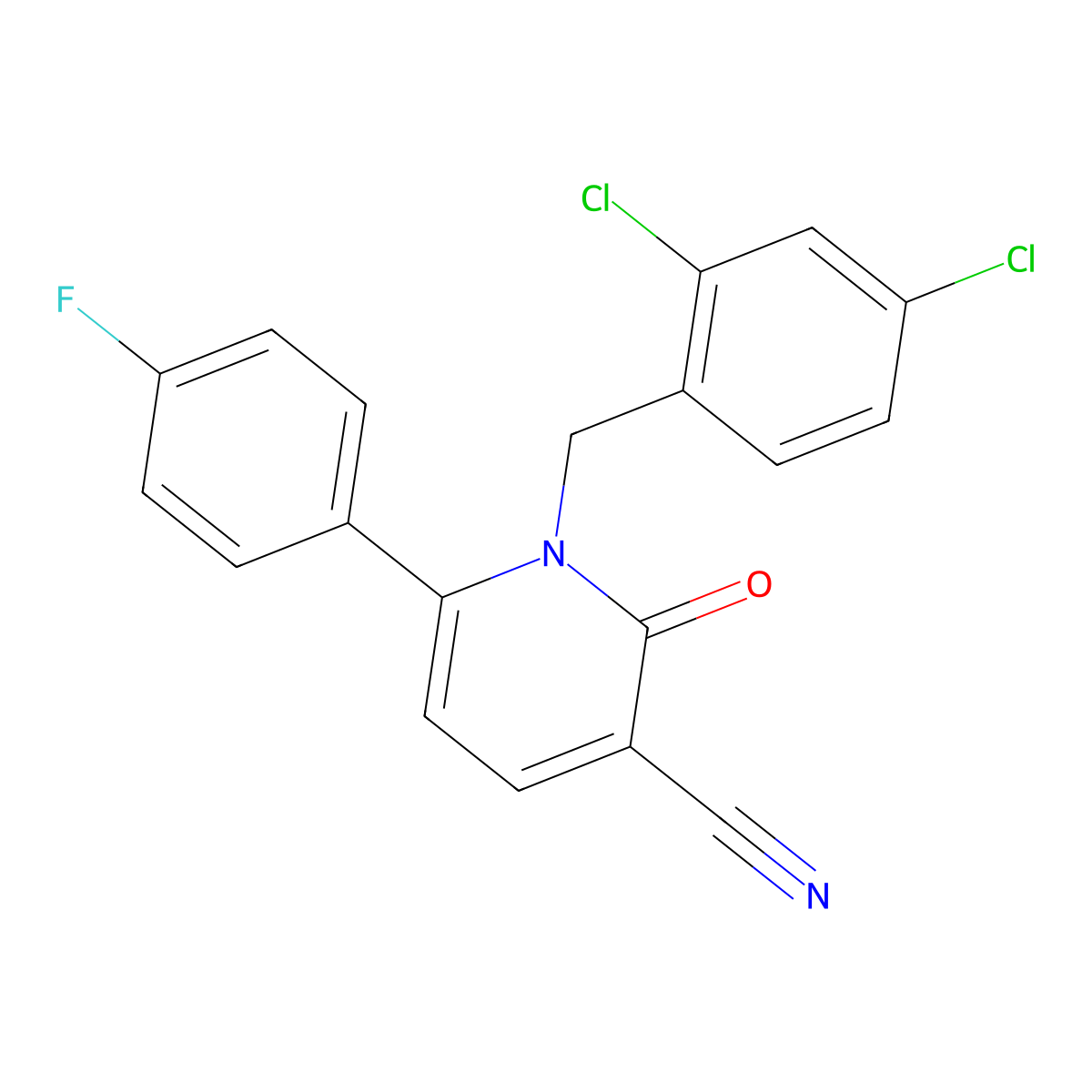 1-(2,4-Dichlorobenzyl)-6-(4-fluorophenyl)-2-oxo-1,2-dihydro-3-pyridinecarbonitrile molecular structure, CAS 252058-77-8