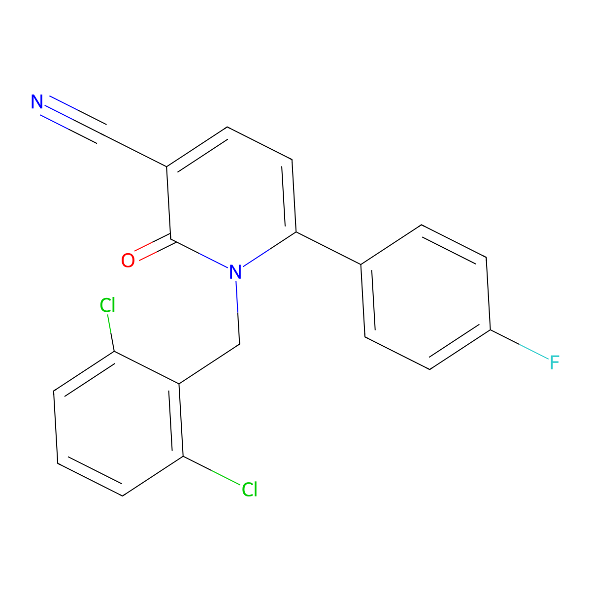 1-(2,6-Dichlorobenzyl)-6-(4-fluorophenyl)-2-oxo-1,2-dihydro-3-pyridinecarbonitrile molecular structure, CAS 252058-78-9