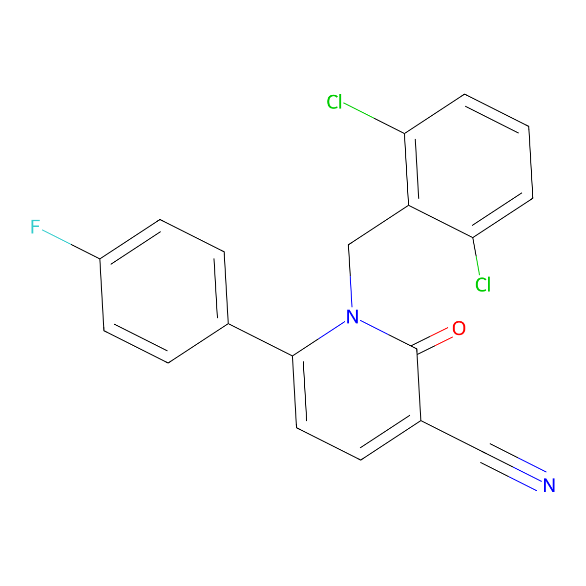 1-(2,6-Dichlorobenzyl)-6-(4-fluorophenyl)-2-oxo-1,2-dihydro-3-pyridinecarbonitrile molecular structure, CAS 252058-78-9