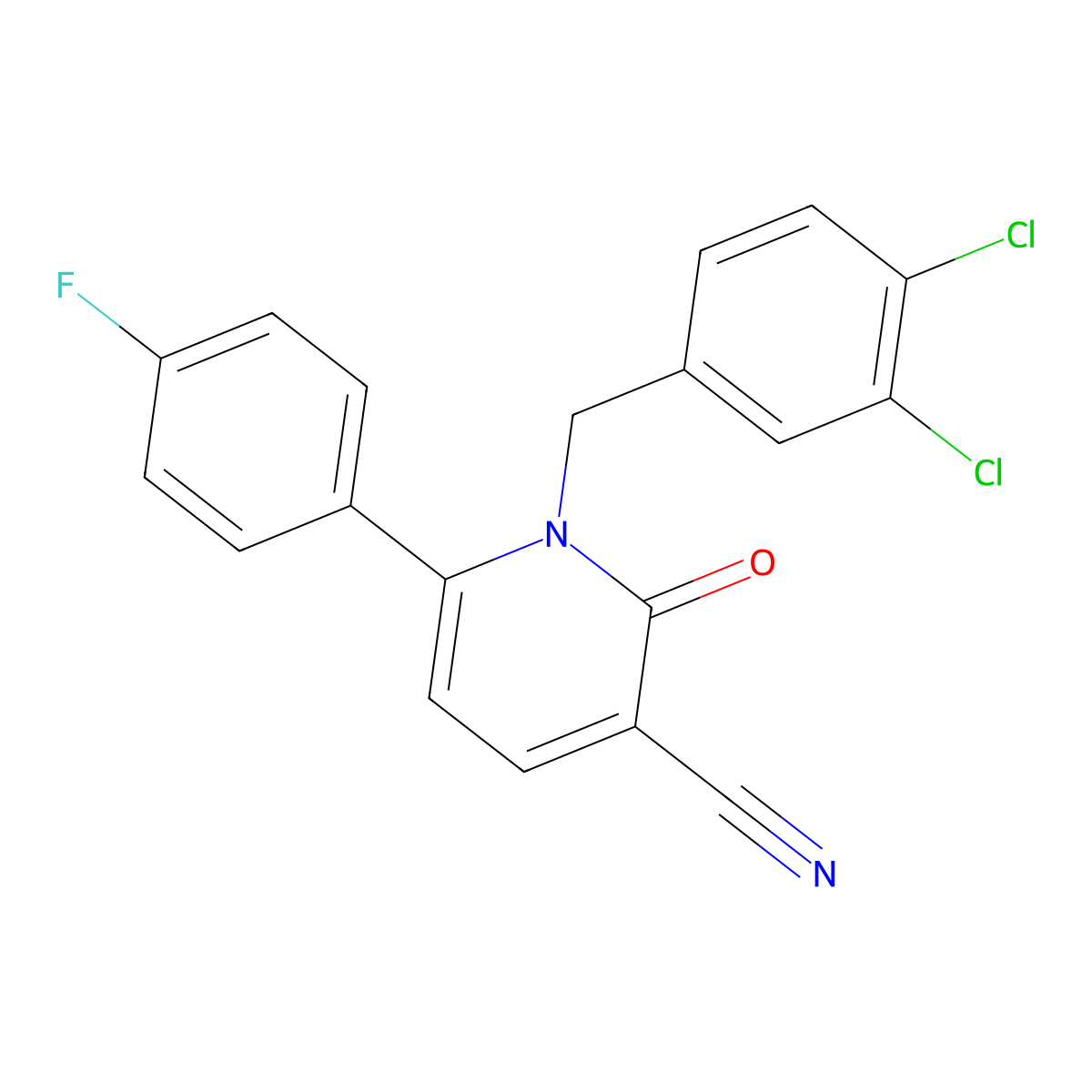 1-(3,4-Dichlorobenzyl)-6-(4-fluorophenyl)-2-oxo-1,2-dihydro-3-pyridinecarbonitrile molecular structure, CAS 252058-80-3