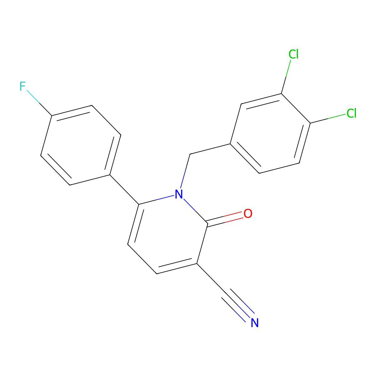 1-(3,4-Dichlorobenzyl)-6-(4-fluorophenyl)-2-oxo-1,2-dihydro-3-pyridinecarbonitrile molecular structure, CAS 252058-80-3