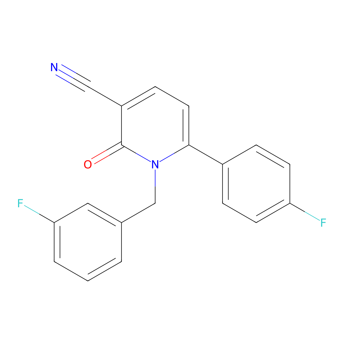 1-(3-Fluorobenzyl)-6-(4-fluorophenyl)-2-oxo-1,2-dihydro-3-pyridinecarbonitrile molecular structure, CAS 252058-81-4