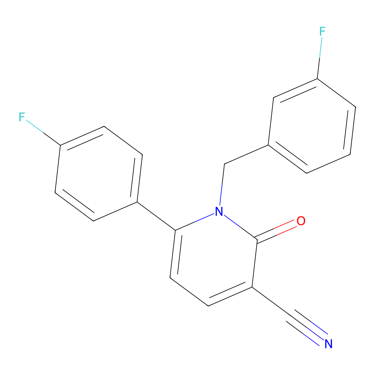 1-(3-Fluorobenzyl)-6-(4-fluorophenyl)-2-oxo-1,2-dihydro-3-pyridinecarbonitrile molecular structure, CAS 252058-81-4