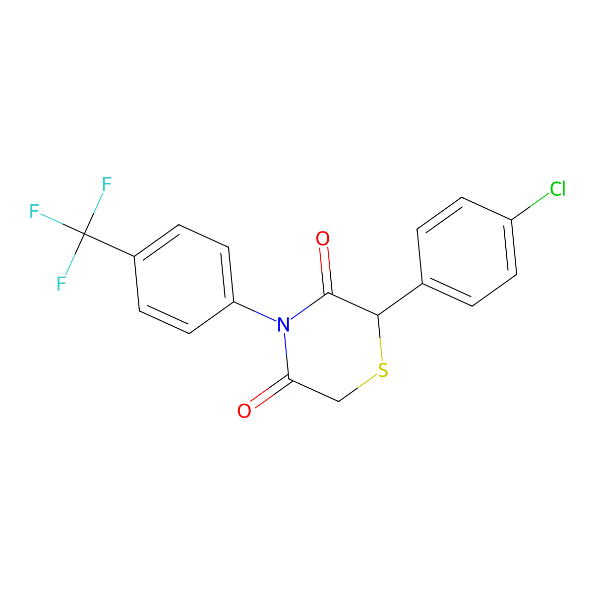 2-(4-Chlorophenyl)-4-[4-(trifluoromethyl)phenyl]thiomorpholine-3,5-dione molecular structure, CAS 252058-83-6