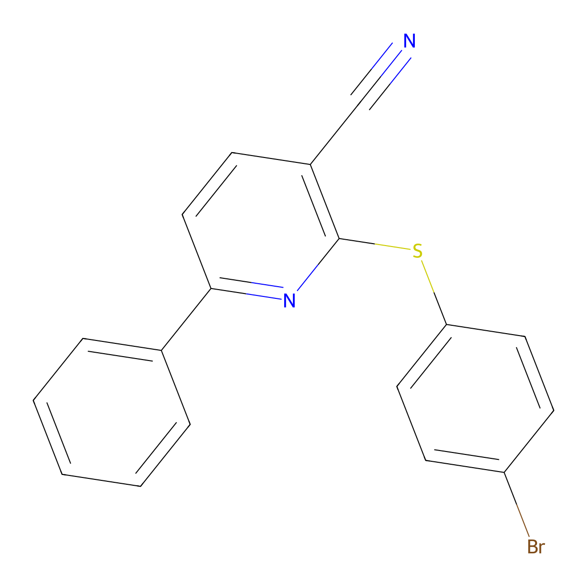 2-[(4-Bromophenyl)sulfanyl]-6-phenylnicotinonitrile molecular structure, CAS 252058-87-0