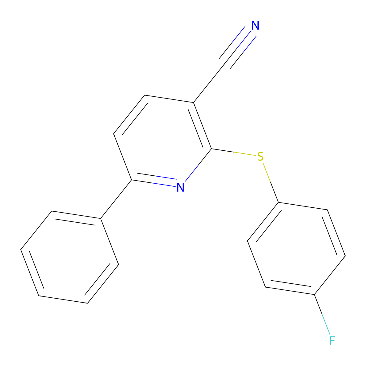 2-[(4-Fluorophenyl)sulfanyl]-6-phenylnicotinonitrile molecular structure, CAS 252058-88-1