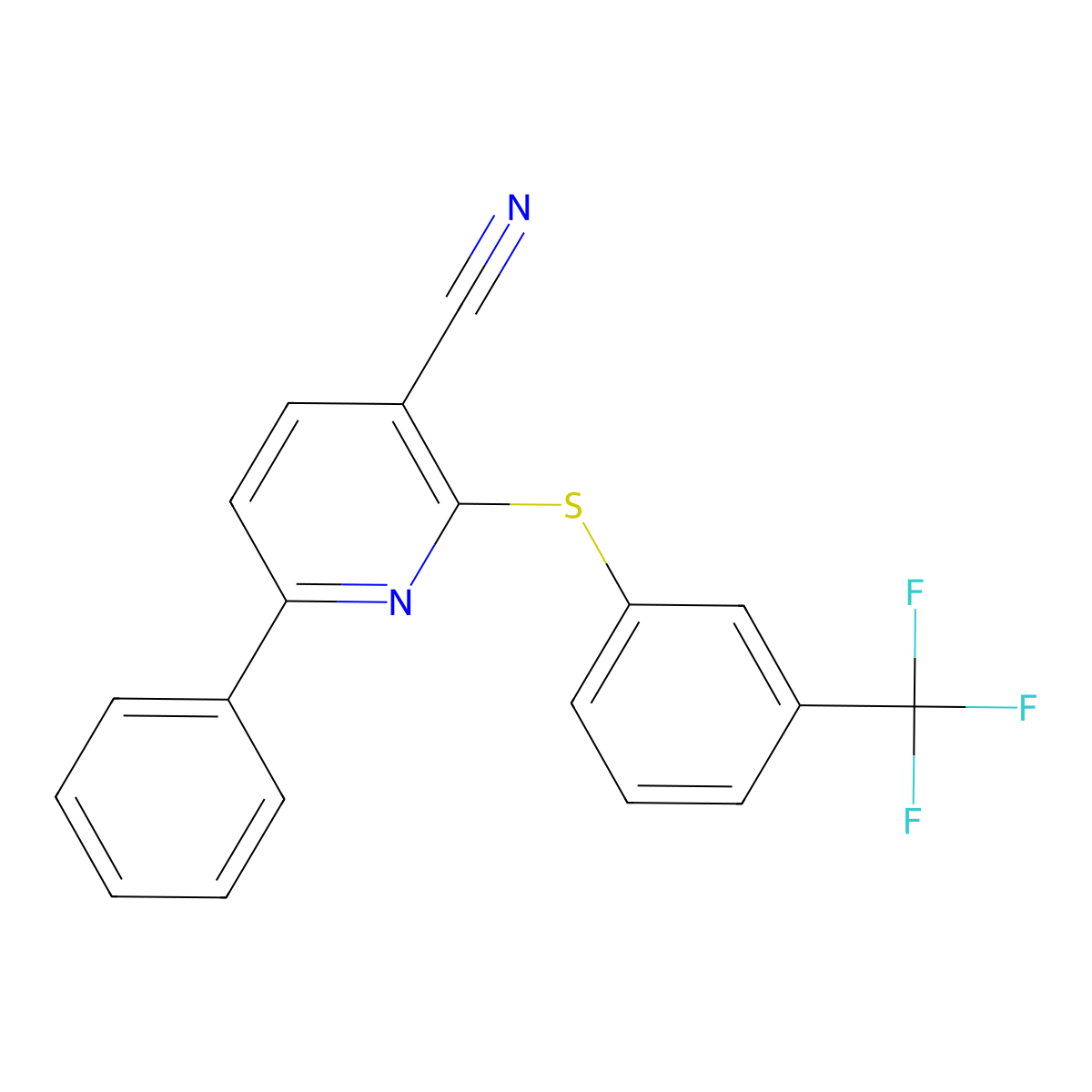 6-Phenyl-2-{[3-(trifluoromethyl)phenyl]sulfanyl}nicotinonitrile molecular structure, CAS 252058-96-1
