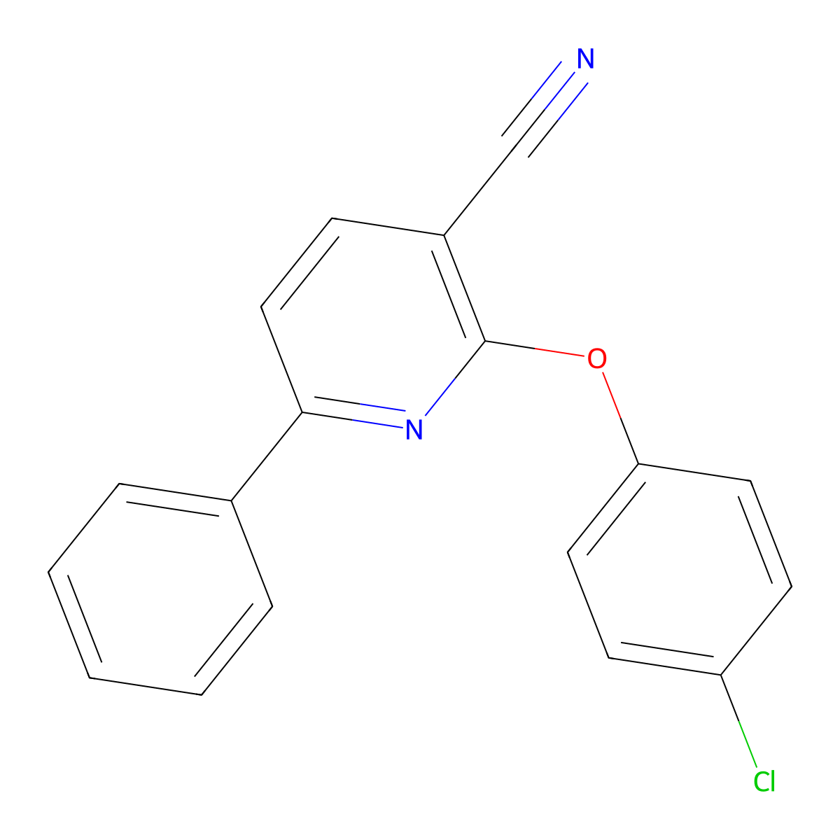 2-(4-Chlorophenoxy)-6-phenylpyridine-3-carbonitrile molecular structure, CAS 252058-97-2