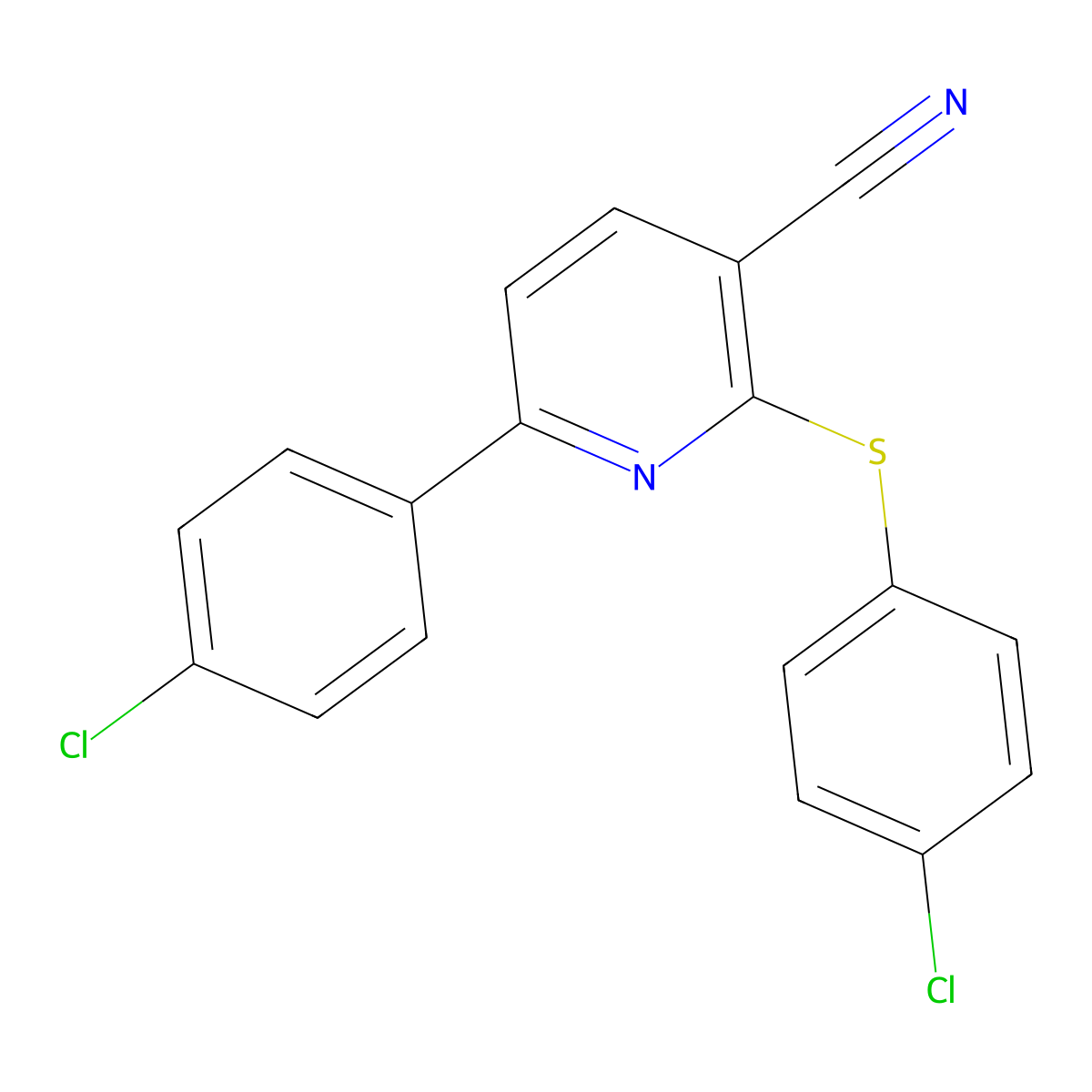 6-(4-Chlorophenyl)-2-[(4-chlorophenyl)sulfanyl]nicotinonitrile molecular structure, CAS 252059-05-5