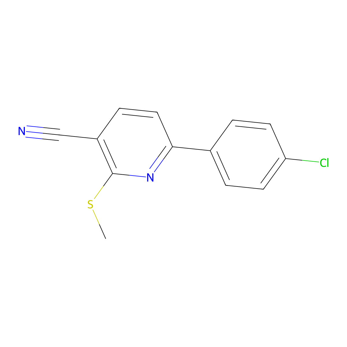 6-(4-Chlorophenyl)-2-(methylsulfanyl)nicotinonitrile molecular structure, CAS 252059-07-7