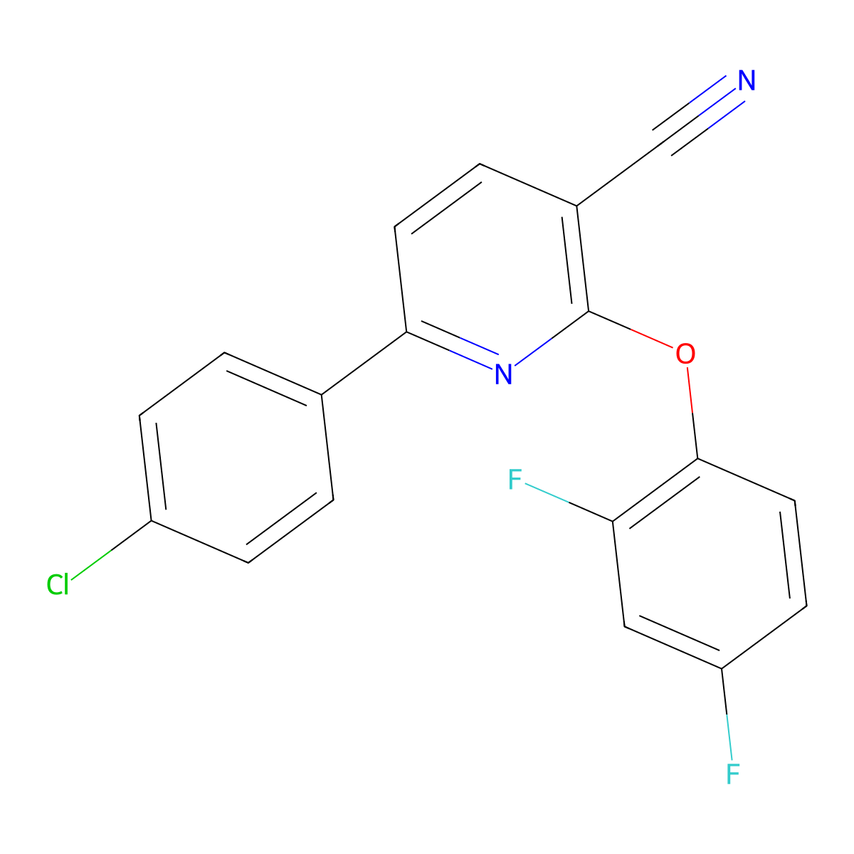 6-(4-Chlorophenyl)-2-(2,4-difluorophenoxy)pyridine-3-carbonitrile molecular structure, CAS 252059-13-5