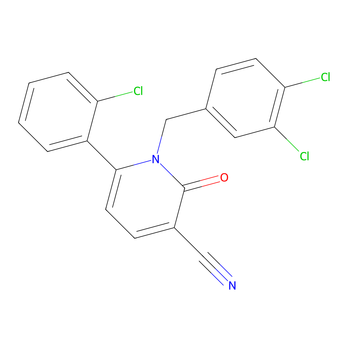 6-(2-Chlorophenyl)-1-(3,4-dichlorobenzyl)-2-oxo-1,2-dihydro-3-pyridinecarbonitrile molecular structure, CAS 252059-15-7