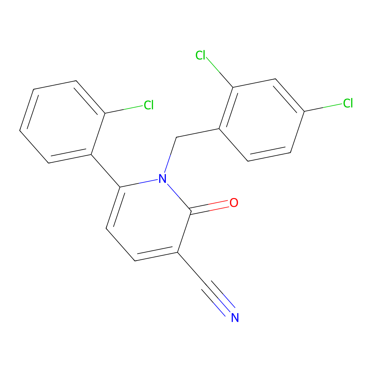 6-(2-Chlorophenyl)-1-(2,4-dichlorobenzyl)-2-oxo-1,2-dihydro-3-pyridinecarbonitrile molecular structure, CAS 252059-18-0
