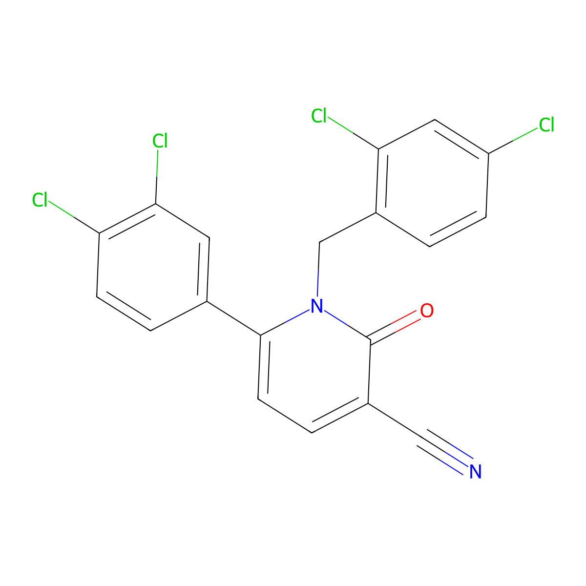 1-(2,4-Dichlorobenzyl)-6-(3,4-dichlorophenyl)-2-oxo-1,2-dihydro-3-pyridinecarbonitrile molecular structure, CAS 252059-22-6