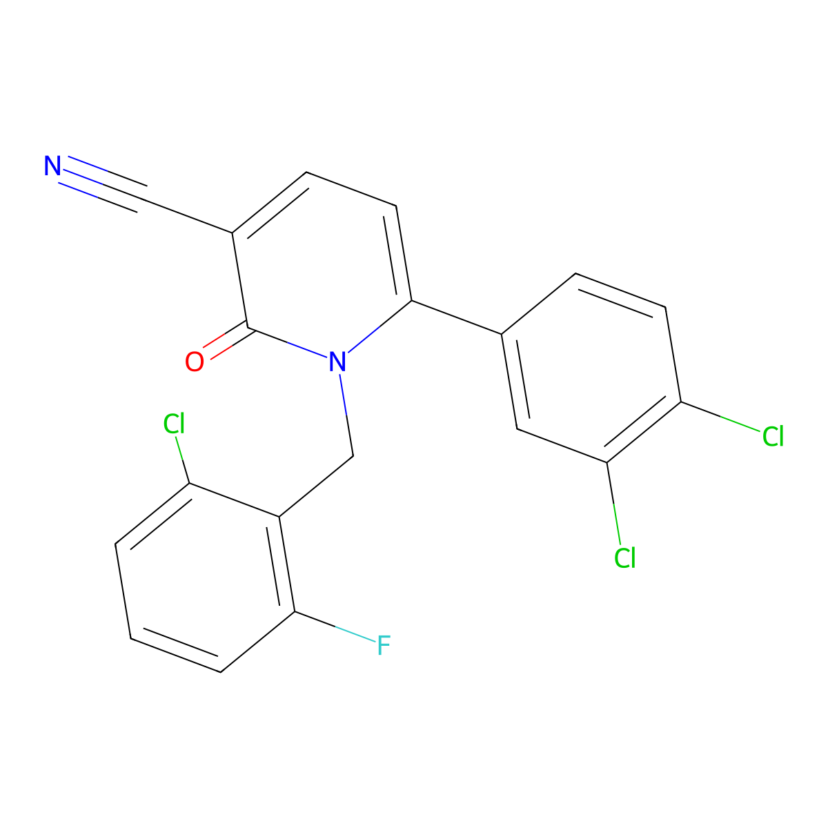 1-(2-Chloro-6-fluorobenzyl)-6-(3,4-dichlorophenyl)-2-oxo-1,2-dihydro-3-pyridinecarbonitrile molecular structure, CAS 252059-23-7
