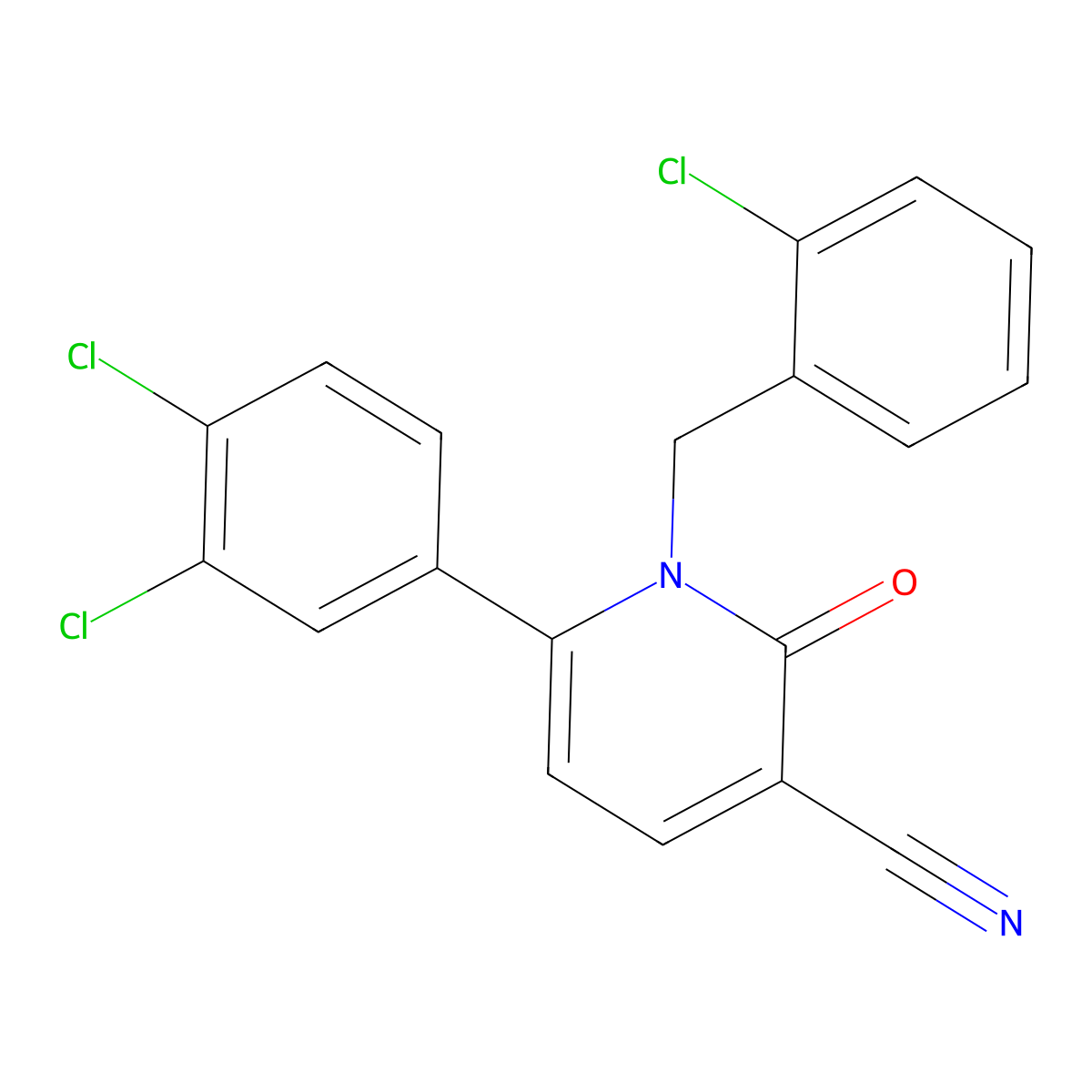 1-(2-Chlorobenzyl)-6-(3,4-dichlorophenyl)-2-oxo-1,2-dihydro-3-pyridinecarbonitrile molecular structure, CAS 252059-61-3