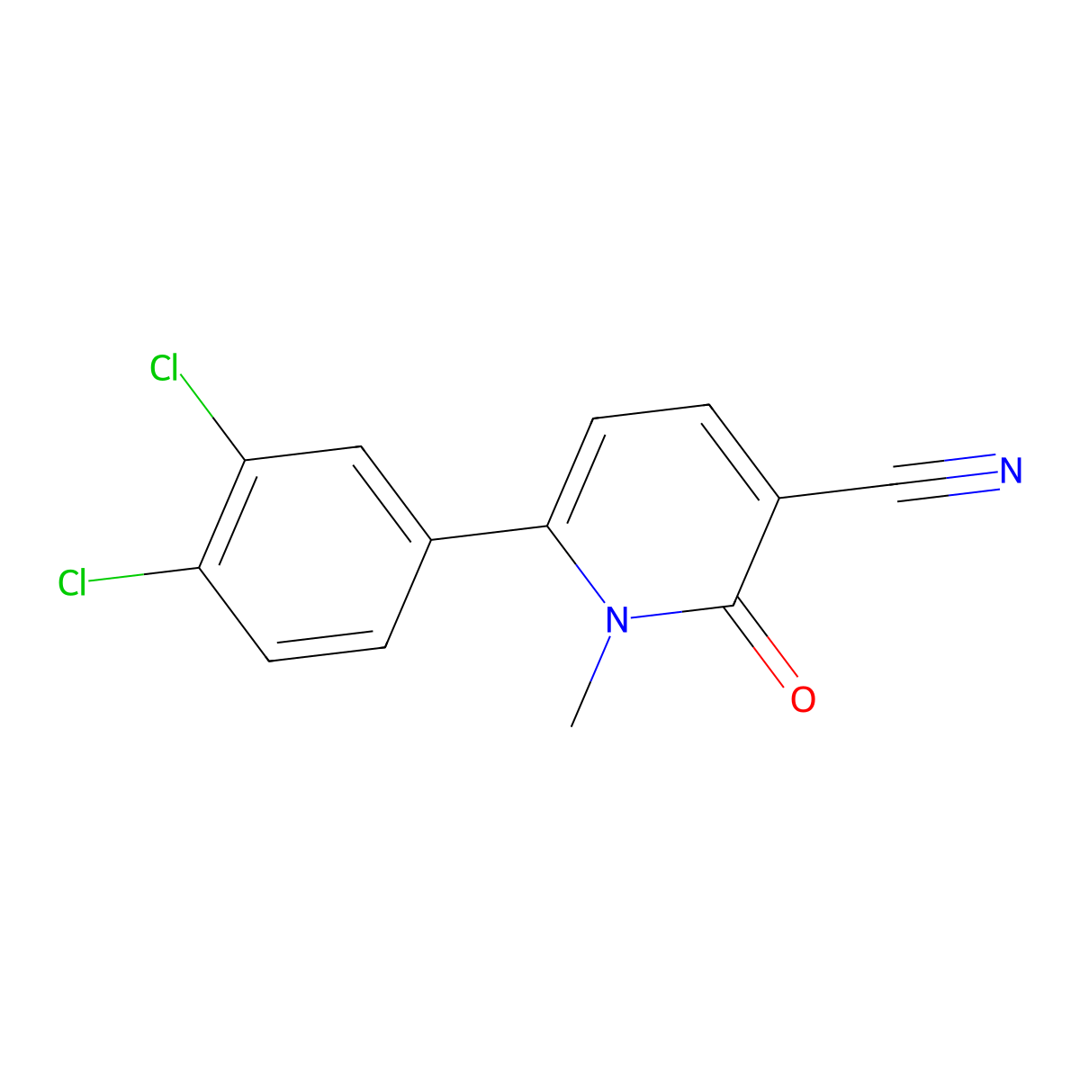 6-(3,4-Dichlorophenyl)-1-methyl-2-oxo-1,2-dihydro-3-pyridinecarbonitrile molecular structure, CAS 252059-63-5