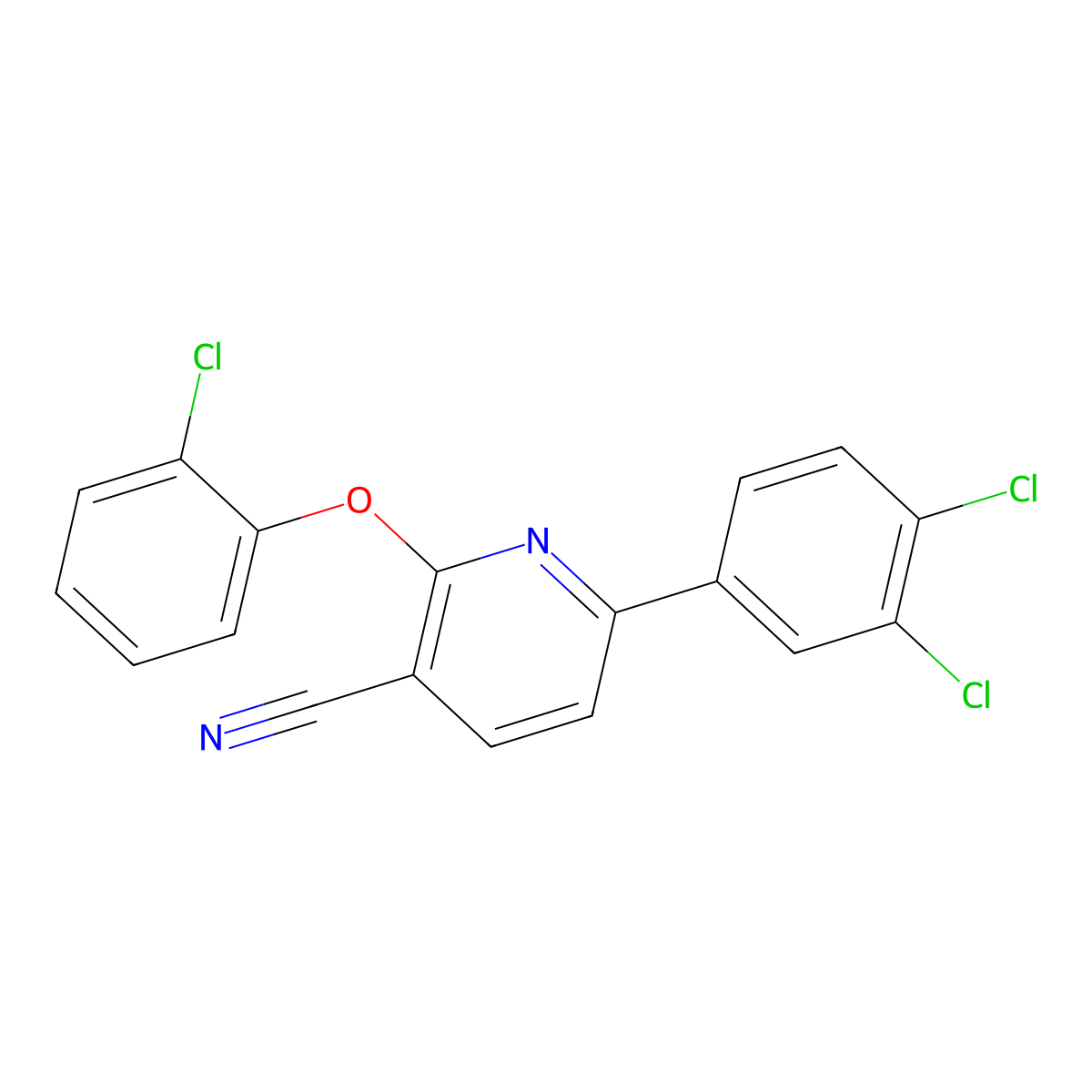 2-(2-Chlorophenoxy)-6-(3,4-dichlorophenyl)pyridine-3-carbonitrile molecular structure, CAS 252059-68-0