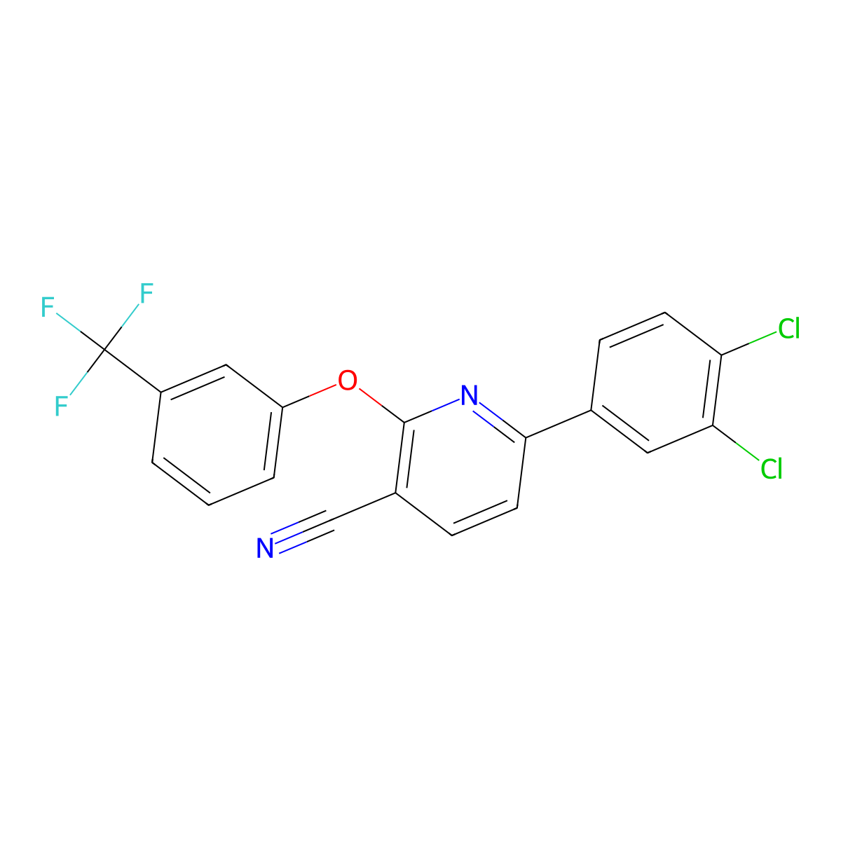 6-(3,4-Dichlorophenyl)-2-[3-(trifluoromethyl)phenoxy]pyridine-3-carbonitrile molecular structure, CAS 252059-70-4