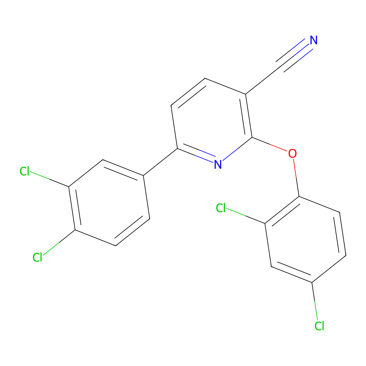 2-(2,4-Dichlorophenoxy)-6-(3,4-dichlorophenyl)pyridine-3-carbonitrile molecular structure, CAS 252059-72-6
