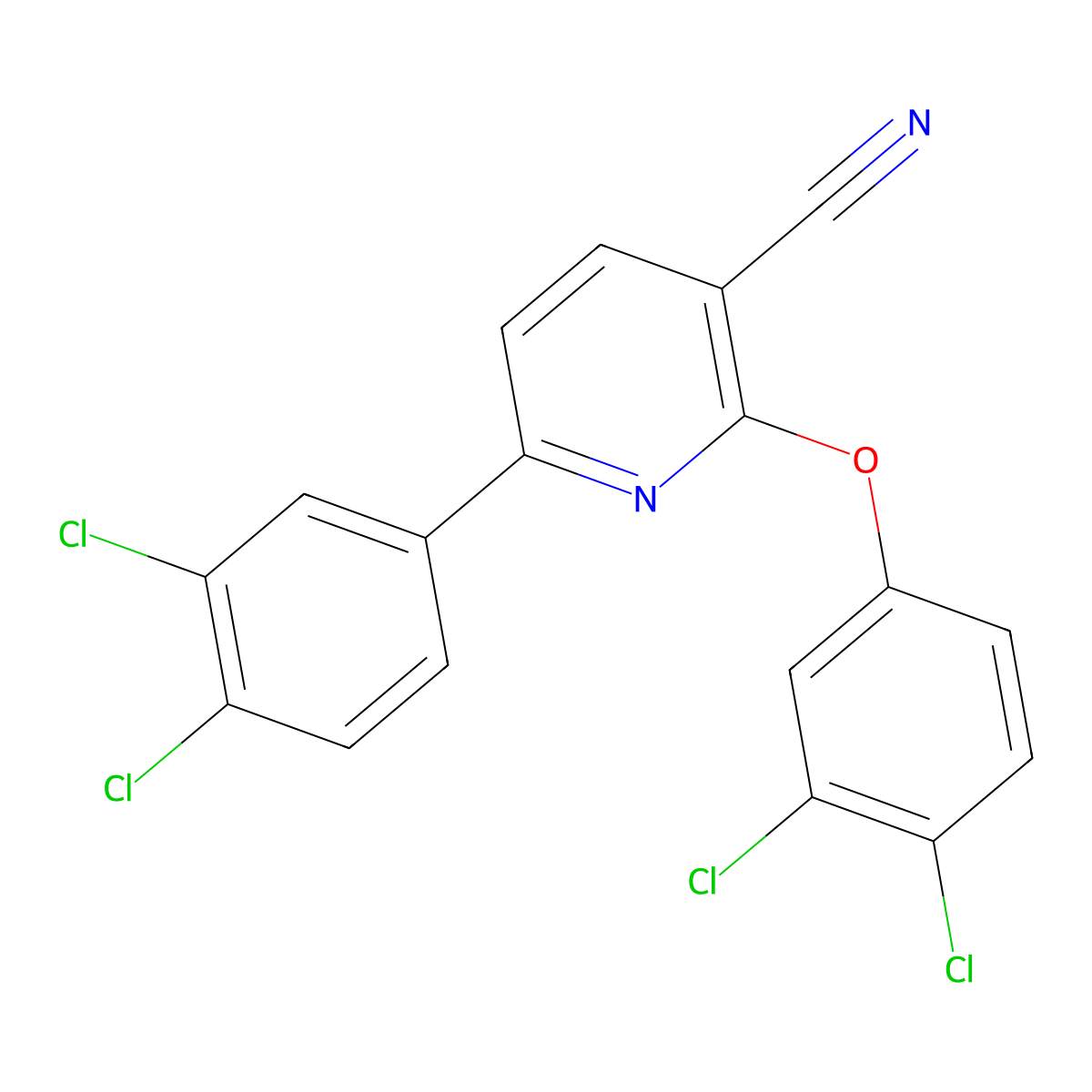2-(3,4-Dichlorophenoxy)-6-(3,4-dichlorophenyl)pyridine-3-carbonitrile molecular structure, CAS 252059-74-8
