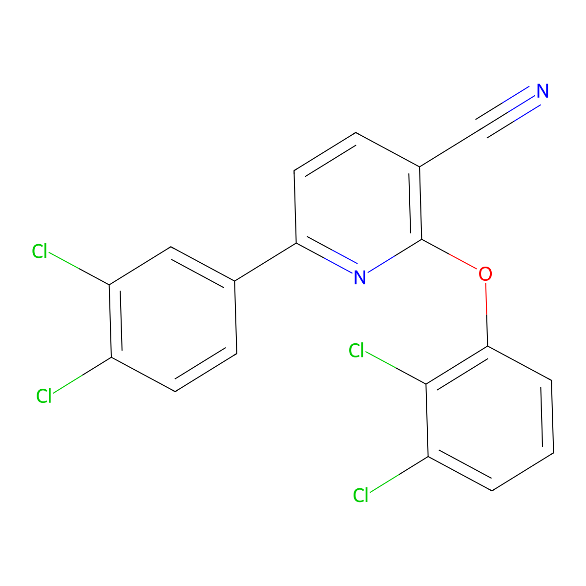 2-(2,3-Dichlorophenoxy)-6-(3,4-dichlorophenyl)pyridine-3-carbonitrile molecular structure, CAS 252059-77-1