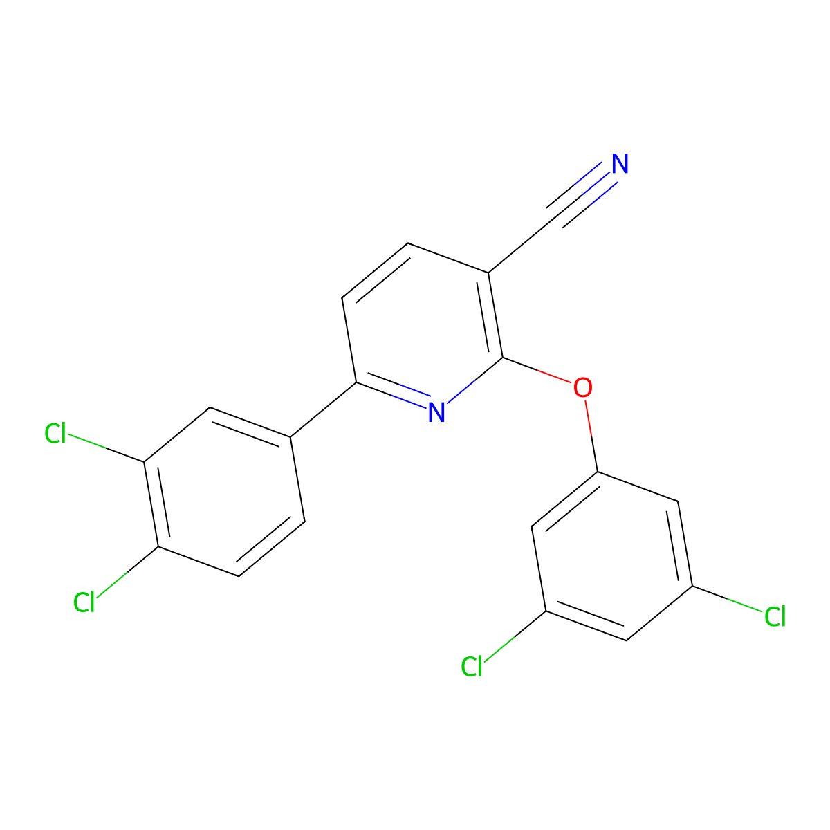 2-(3,5-Dichlorophenoxy)-6-(3,4-dichlorophenyl)pyridine-3-carbonitrile molecular structure, CAS 252059-78-2