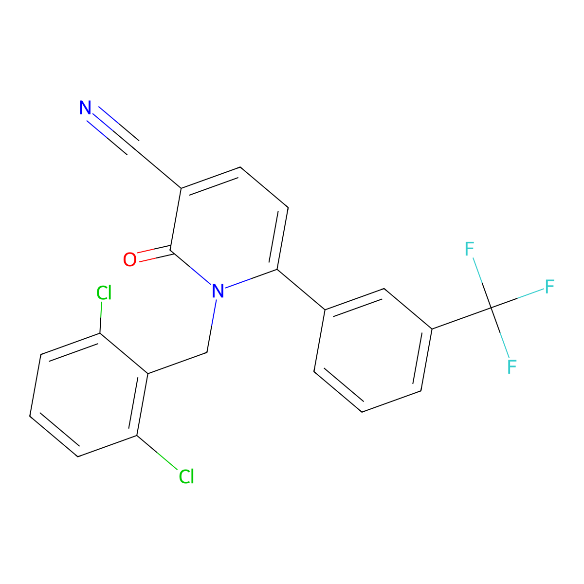 1-(2,6-Dichlorobenzyl)-2-oxo-6-[3-(trifluoromethyl)phenyl]-1,2-dihydro-3-pyridinecarbonitrile molecular structure, CAS 252059-80-6