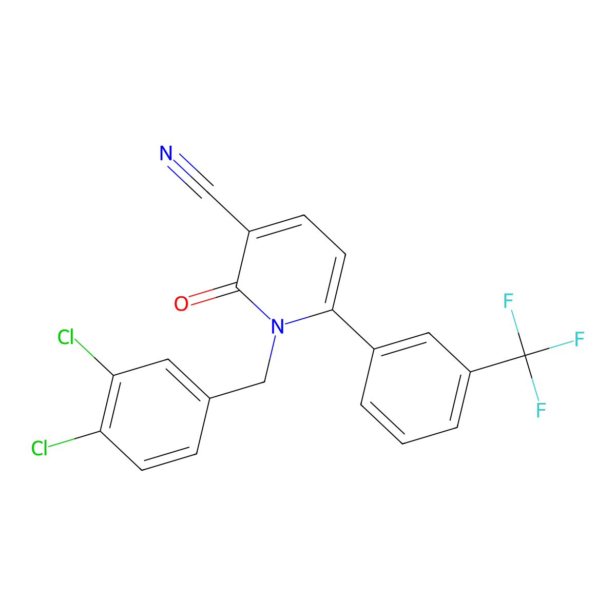 1-[(3,4-Dichlorophenyl)methyl]-2-oxo-6-[3-(trifluoromethyl)phenyl]pyridine-3-carbonitrile molecular structure, CAS 252059-82-8