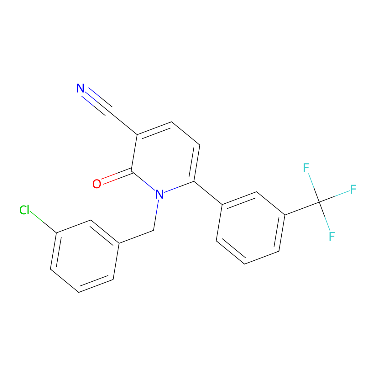 1-(3-Chlorobenzyl)-2-oxo-6-[3-(trifluoromethyl)phenyl]-1,2-dihydro-3-pyridinecarbonitrile molecular structure, CAS 252059-84-0