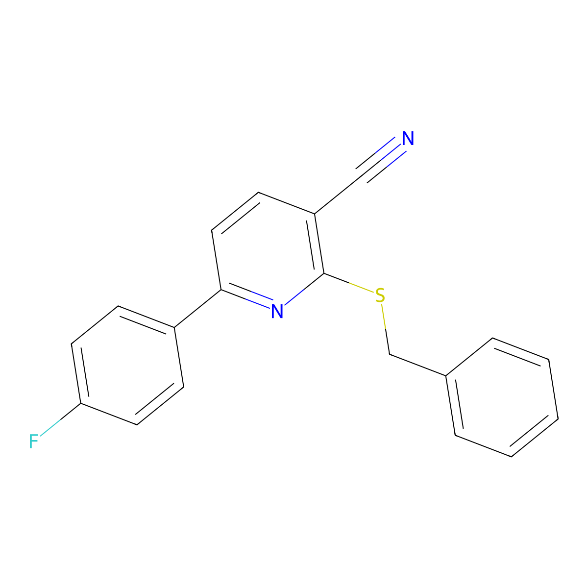 2-(Benzylsulfanyl)-6-(4-fluorophenyl)nicotinonitrile molecular structure, CAS 252059-92-0