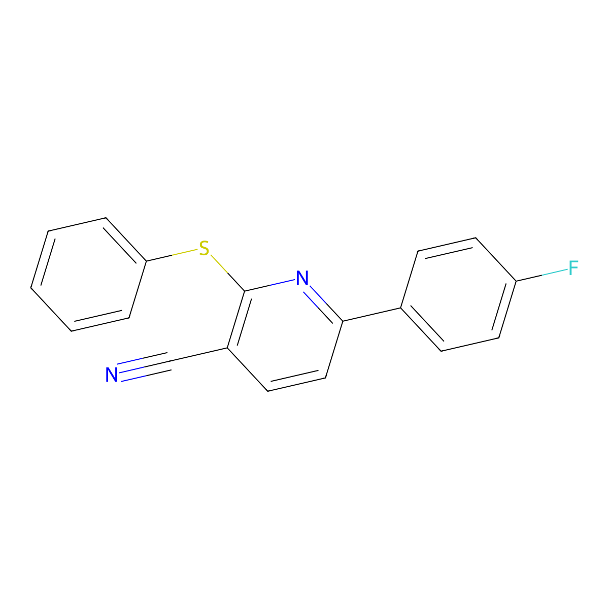 6-(4-Fluorophenyl)-2-(phenylsulfanyl)nicotinonitrile molecular structure, CAS 252059-93-1