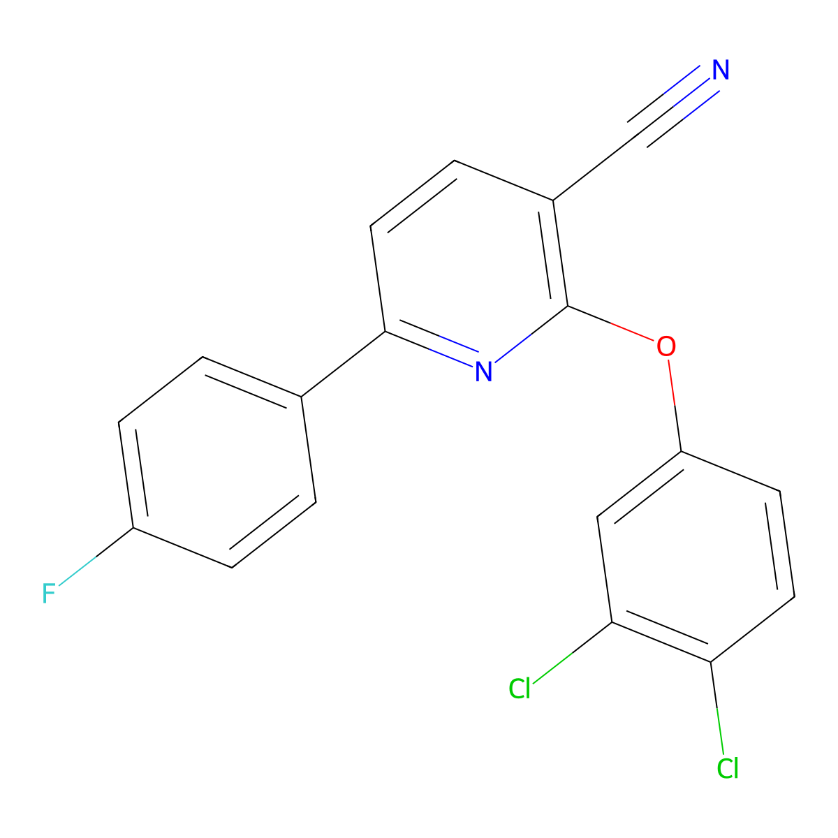 2-(3,4-Dichlorophenoxy)-6-(4-fluorophenyl)pyridine-3-carbonitrile molecular structure, CAS 252059-96-4