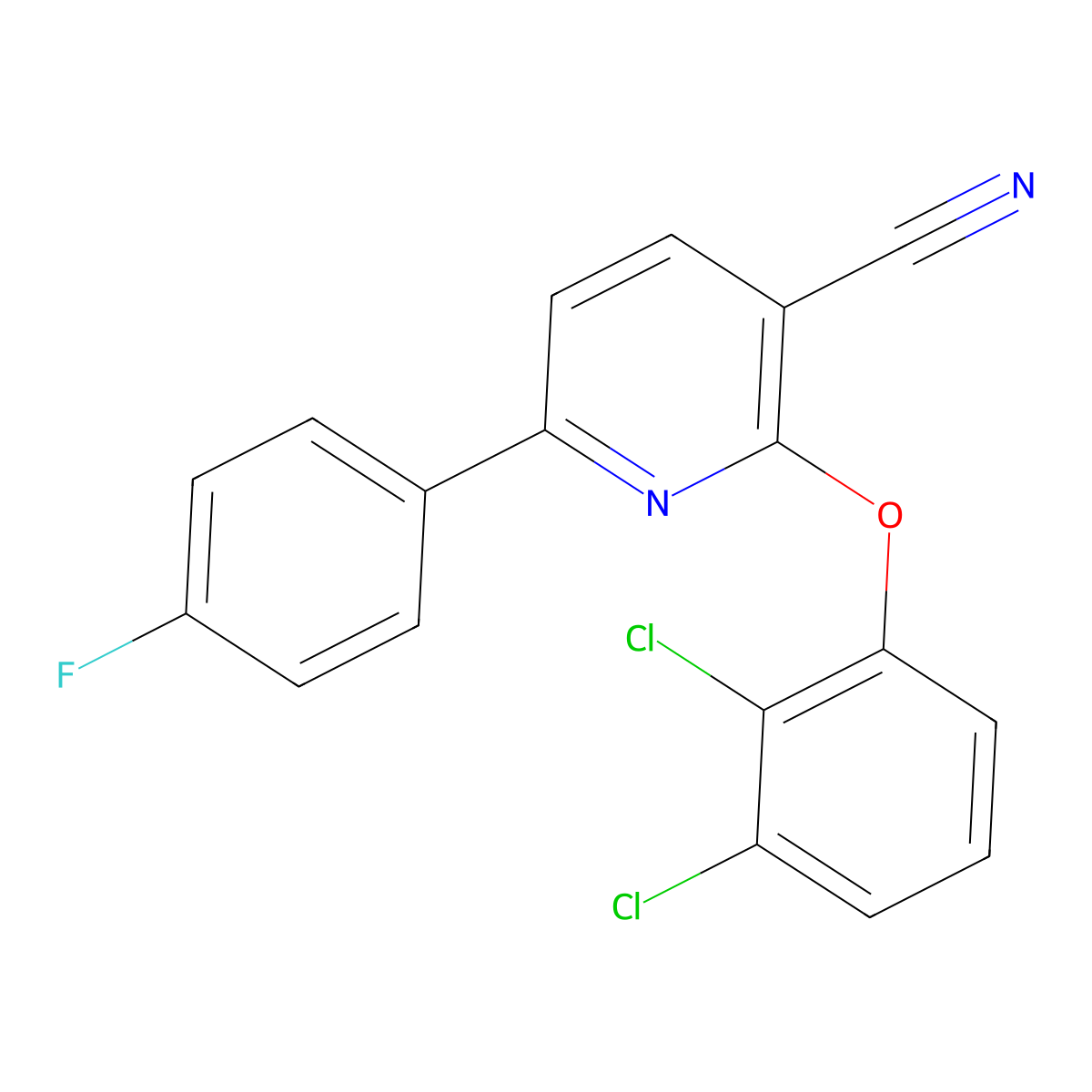 2-(2,3-Dichlorophenoxy)-6-(4-fluorophenyl)pyridine-3-carbonitrile molecular structure, CAS 252059-97-5