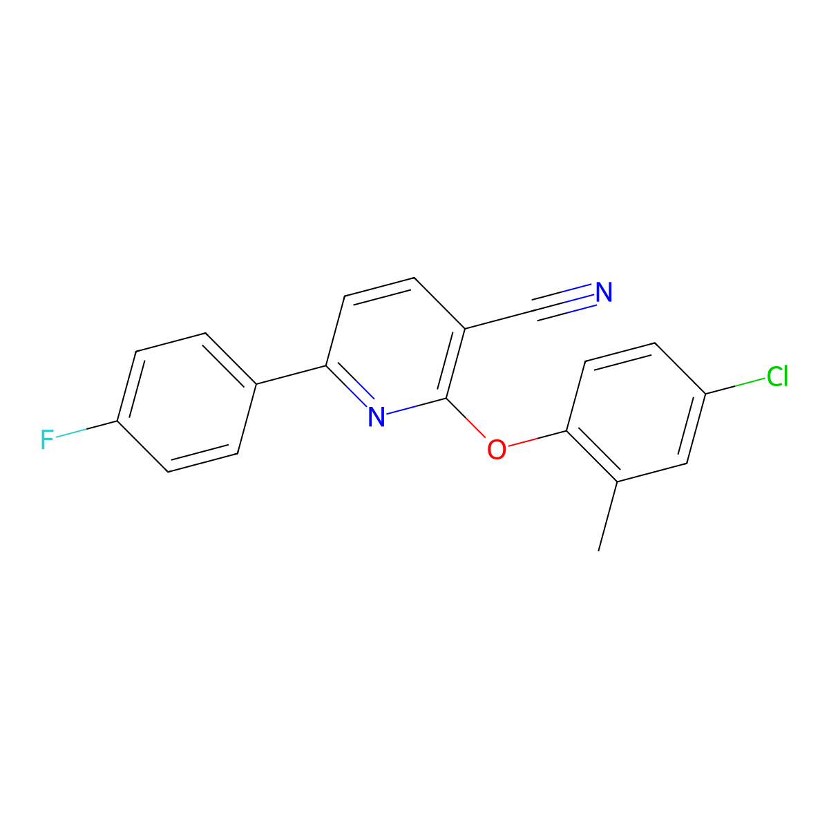 2-(4-Chloro-2-methylphenoxy)-6-(4-fluorophenyl)pyridine-3-carbonitrile molecular structure, CAS 252059-99-7