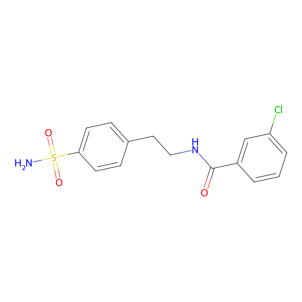3-chloro-N-[2-(4-sulfamoylphenyl)ethyl]benzamide molecular structure, CAS 25206-95-5
