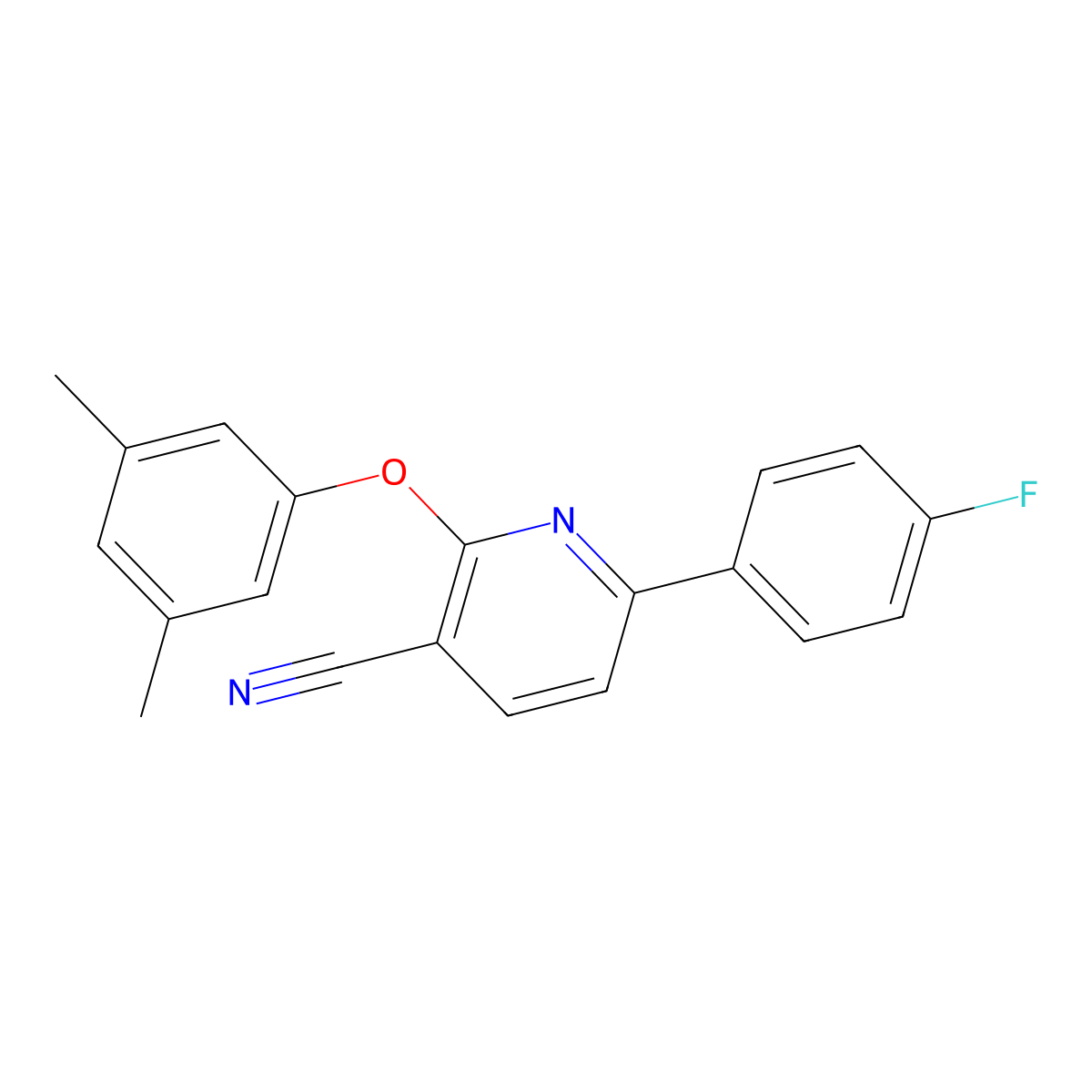 2-(3,5-Dimethylphenoxy)-6-(4-fluorophenyl)pyridine-3-carbonitrile molecular structure, CAS 252060-00-7