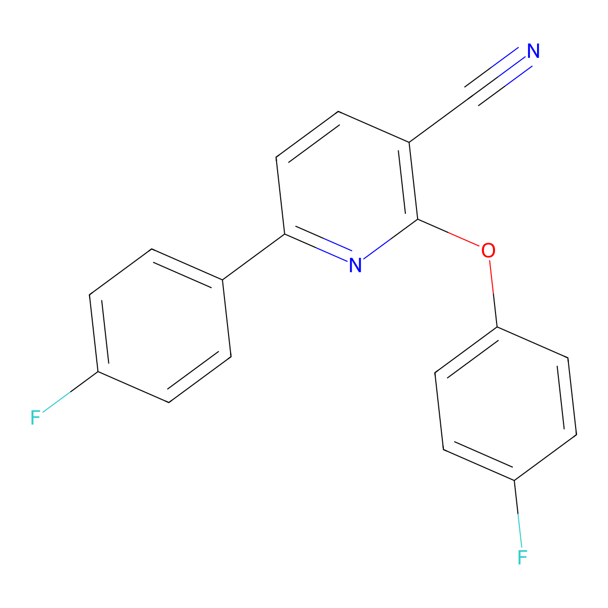 2-(4-Fluorophenoxy)-6-(4-fluorophenyl)nicotinonitrile molecular structure, CAS 252060-01-8