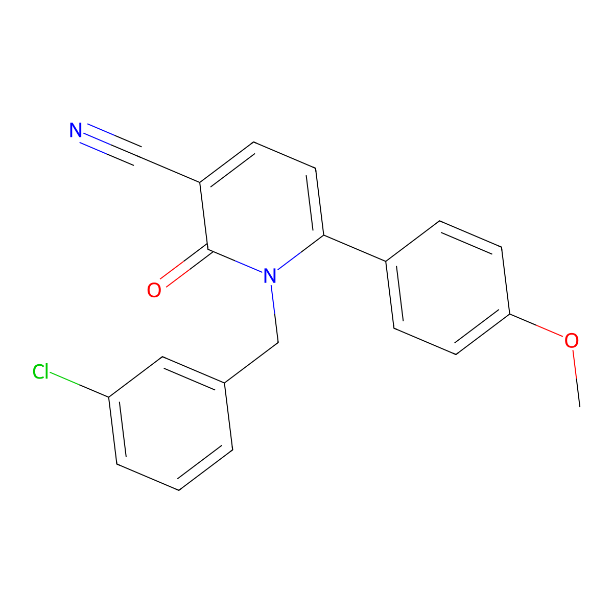 1-(3-Chlorobenzyl)-6-(4-methoxyphenyl)-2-oxo-1,2-dihydro-3-pyridinecarbonitrile molecular structure, CAS 252060-09-6