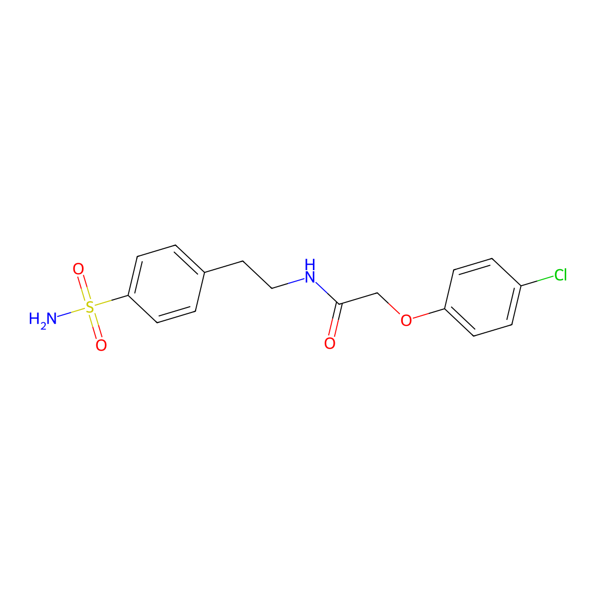 2-(4-chlorophenoxy)-N-[2-(4-sulfamoylphenyl)ethyl]acetamide molecular structure, CAS 25210-95-1