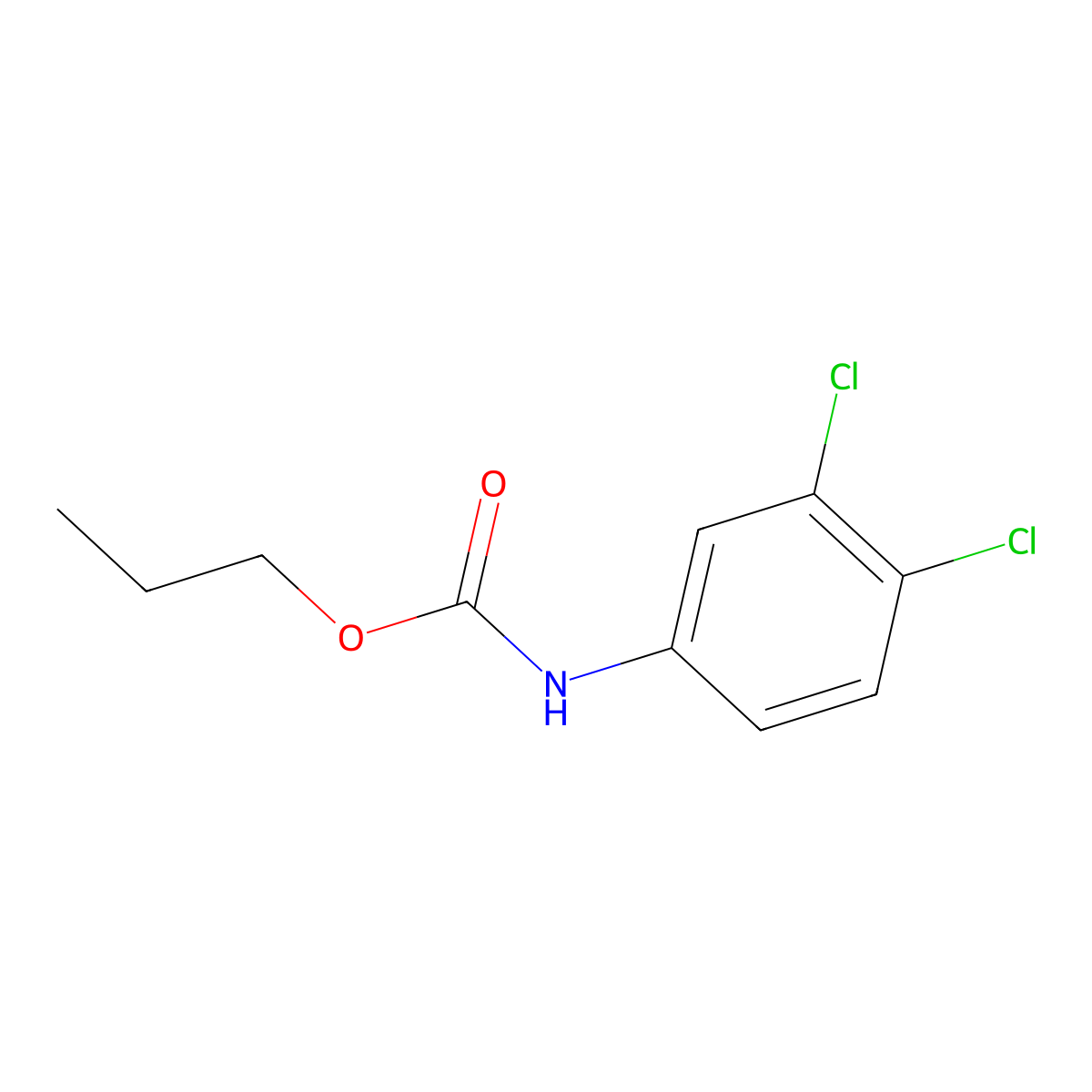 Propyl N-(3,4-dichlorophenyl)carbamate molecular structure, CAS 25217-27-0