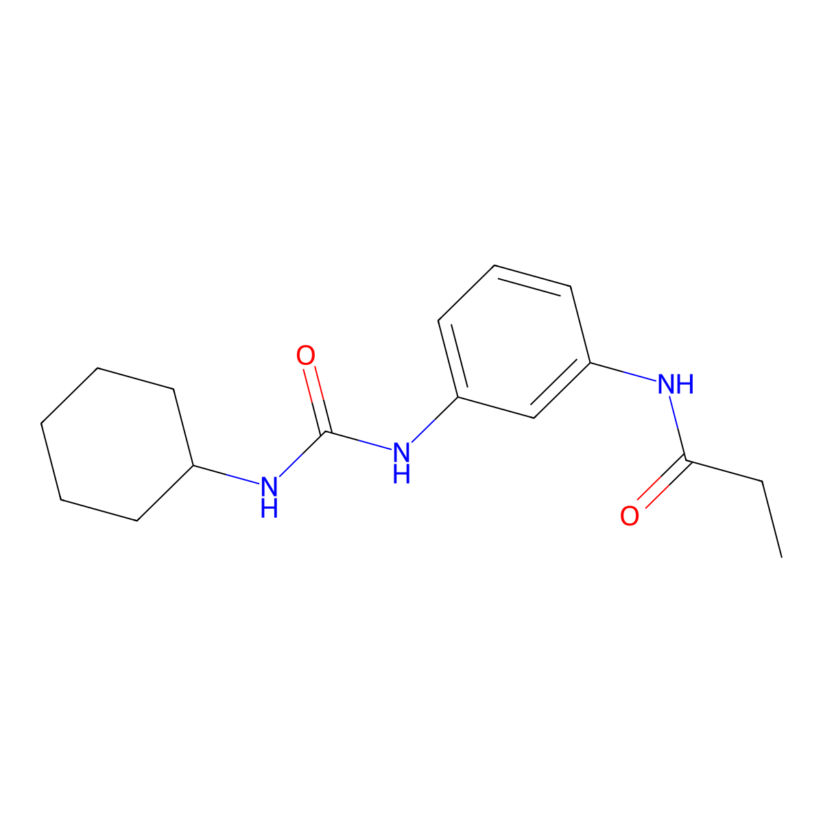 N-(3-{[(cyclohexylamino)carbonyl]amino}phenyl)propanamide molecular structure, CAS 25218-80-8