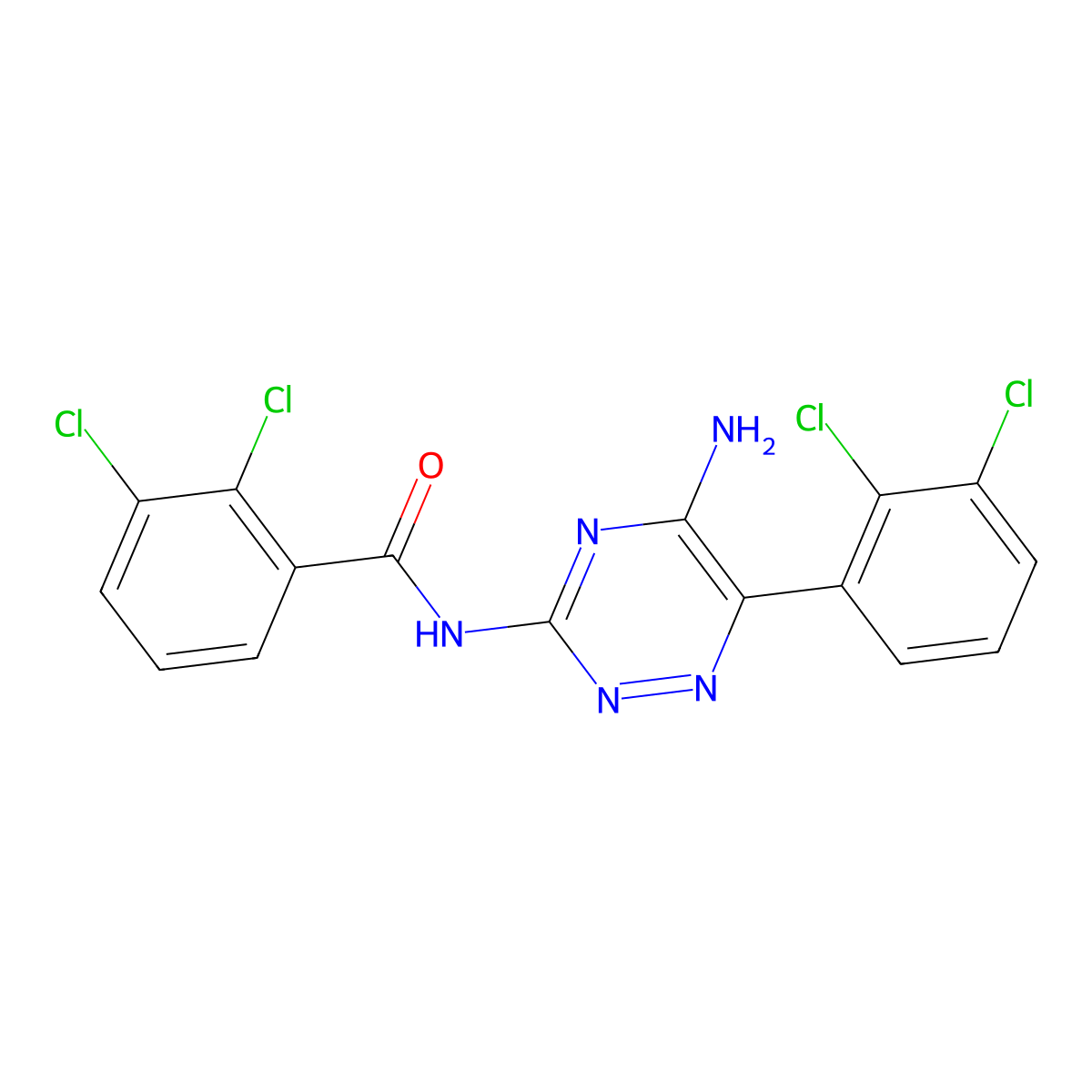 N-(5-amino-6-(2,3-dichlorophenyl)-1,2,4-triazin-3-yl)-2,3-dichlorobenzamide molecular structure, CAS 252186-79-1