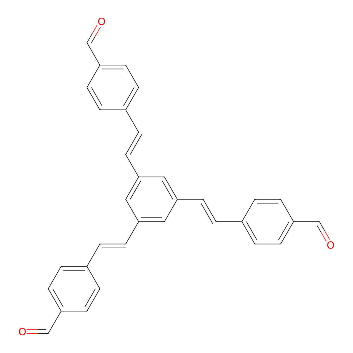 4,4',4''-(Benzene-1,3,5-triyltris(ethene-2,1-diyl))tribenzaldehyde molecular structure, CAS 252188-98-0