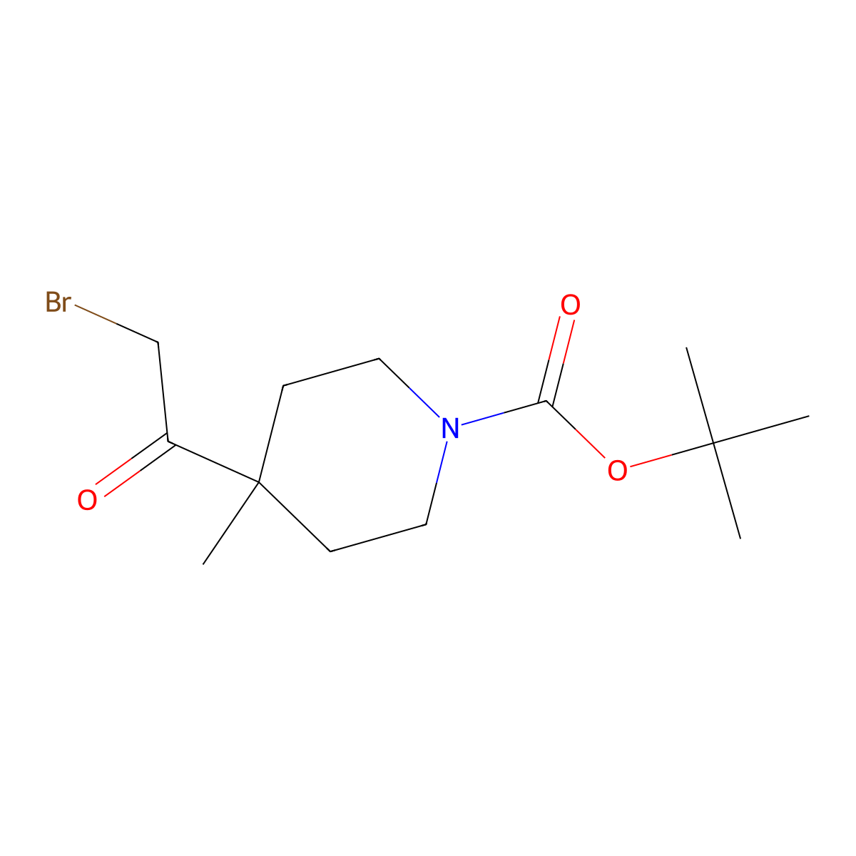 Tert-butyl 4-(2-bromoacetyl)-4-methylpiperidine-1-carboxylate molecular structure, CAS 2521945-12-8