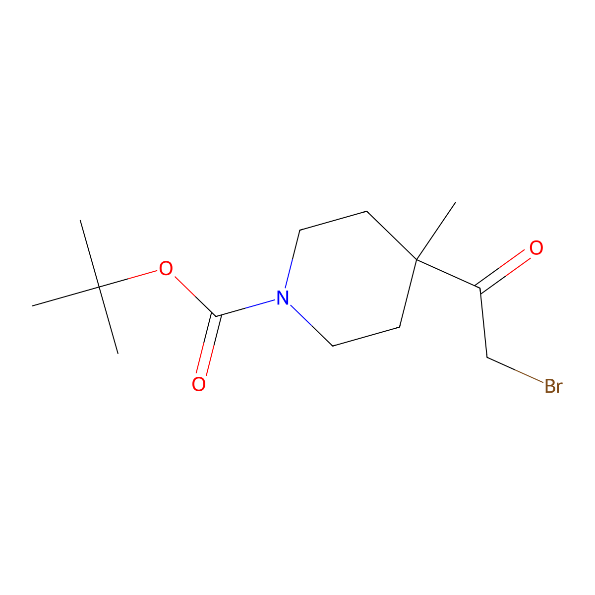 Tert-butyl 4-(2-bromoacetyl)-4-methylpiperidine-1-carboxylate molecular structure, CAS 2521945-12-8