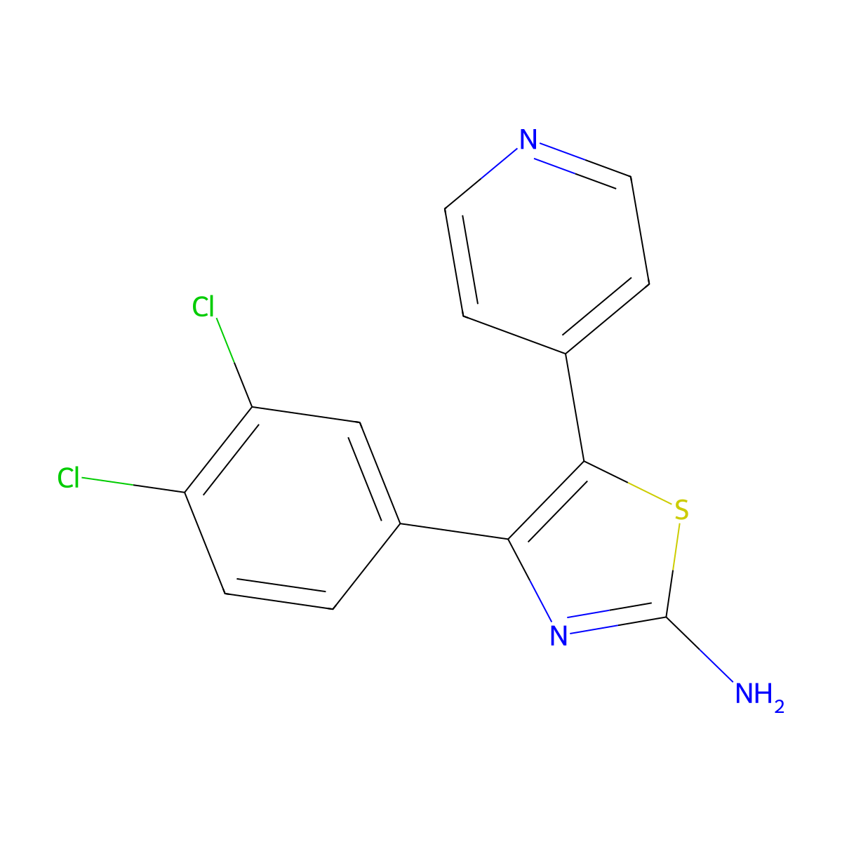 4-(3,4-Dichlorophenyl)-5-(4-pyridinyl)-2-thiazolamine molecular structure, CAS 252198-68-8